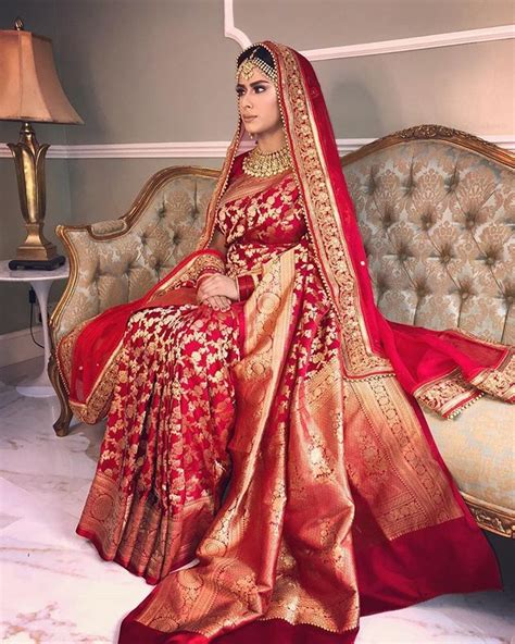 Red And Gold Wedding Saree Micha Cousins