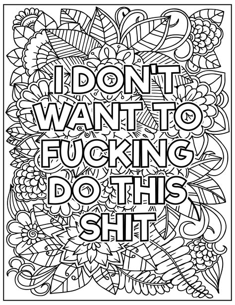 Adult Swear Word Coloring Pages Curse Word Coloring Pages Etsy