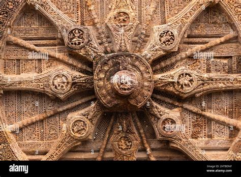 Closeup Detail Of A Stone Wheel Of Chariot At Sun Temple Konark