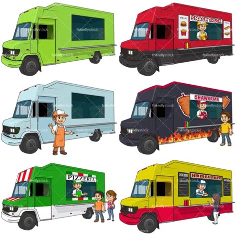 Green Food Truck Cartoon Clipart Vector Friendlystock