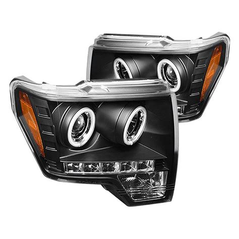 Spyder® Ford F 150 With Factory Halogen Headlights 2013 Black Halo Projector Led Headlights