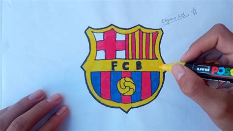 Como Dibujar El Escudo Del Barcelona Paso A Paso Youtube