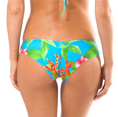 Sporty Blue Floral Brazilian Bikini Bottoms Calcinha Aloha Tri Cheeky