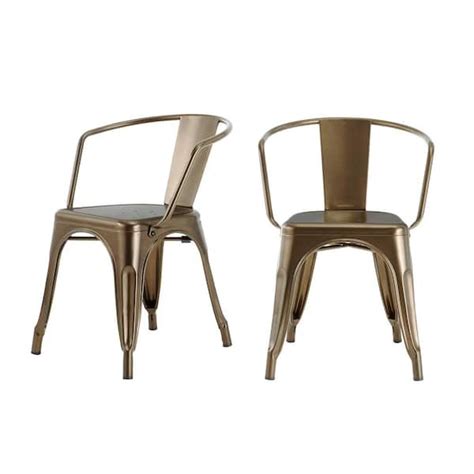 Stylewell Bronze Metal Dining Chair Set Of 2 2028 In W X 283595 In H Cm805 18 Brz The