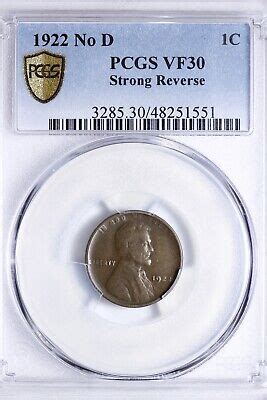 1922 No D Strong Reverse Lincoln Wheat Cent Penny PCGS VF30 Key Date