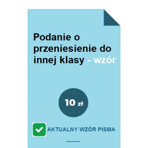 Podanie o przeniesienie do innej klasy wzór POBIERZ