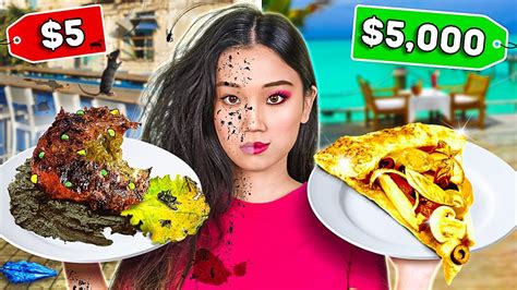 Rich Vs Broke Vs Giga Rich Food Challenge Cool Cheap Vs Expensive