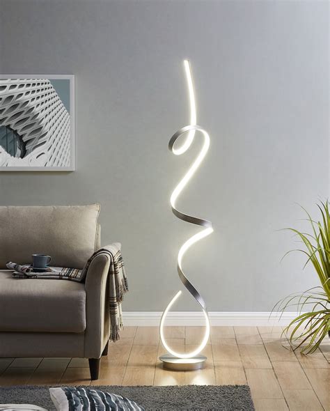 Amsterdam Led Floor Lamp Silver Abstract Spiral Light Etsy