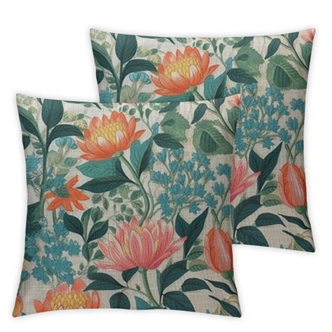 Ruiyu Chinoiserie Floral Pillow Covers Colorful Flower Decorative Throw