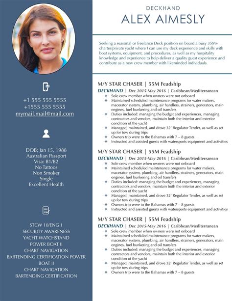 Yacht Deckhand Cv Templates — Super Yacht Resume