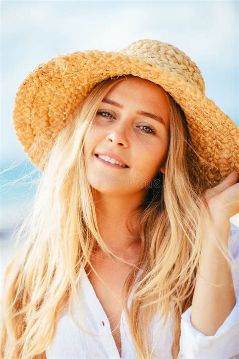 Portrait Of Beautiful Girl On The Beach Dancing Stock Photo Image Of