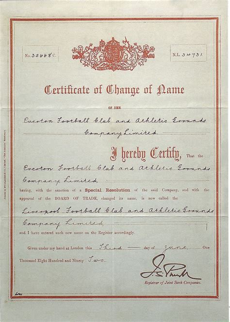 Iconic Images The Birth Certificate Of Liverpool Football Club