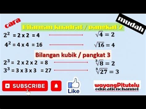 Belajar Bilangan kuadrat / pangkat 2, bilangan kubik / pangkat 3 #bilangankuadrat#bilangankubik