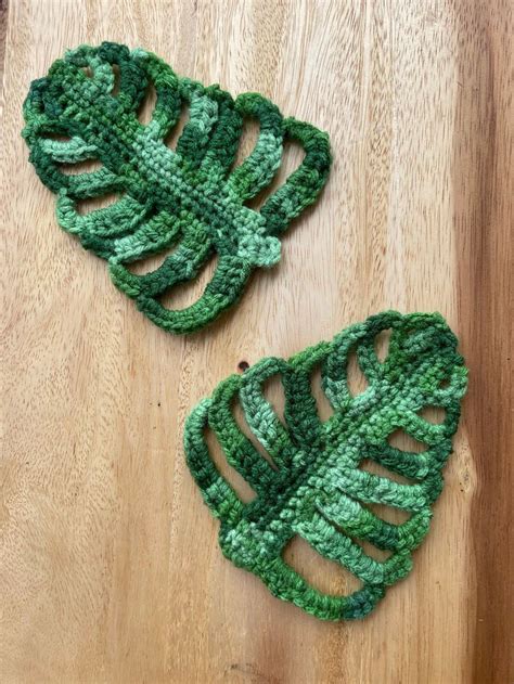 Monstera Leaf Coasters Handmade Crocheted Monstera Coasters Etsy In