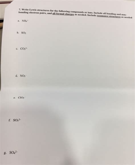 Solved Chem 101 Worksheet Chapter 9 Chemical Bonding 1