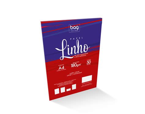 Papel Linho 180g A4 Branco Pacote 50 Folhas Bag Baag Papel CIA