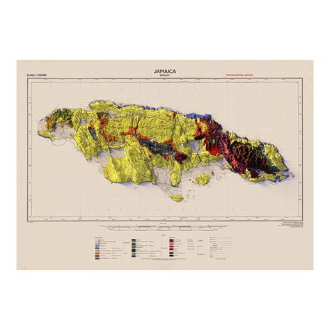 Jamaica 1958 Relief Map | Relief map, Map, Jamaica map