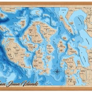 Digital File Pdf Svg San Juan Islands Washington Bathymetric Depth