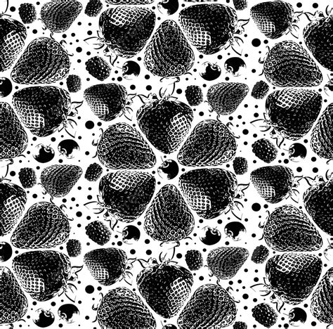 Berries Seamless Hand Drawn Pattern Berry Decoration Vegan Vector