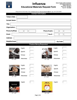 Fillable Online Bphc Order Form For Educational Materials Boston