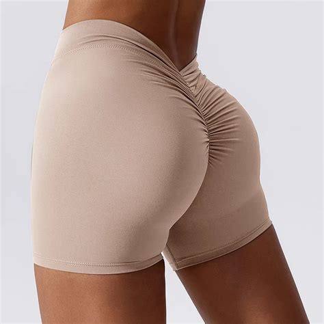 New V Back Yoga Shorts For Women Workout Gym Shorts Scrunch Butt Sport