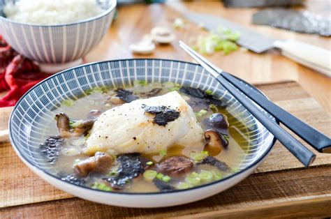 Dos de cabillaud au bouillon miso et shiitake Les Pépites de Noisette