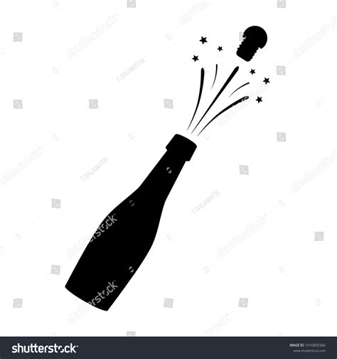 Black Silhouette Champagne Bottle Iconography Vector Stock Vector