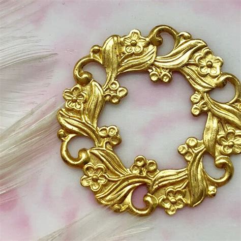 Brass Wreath Flower Stampings Jewelry Ornament Finding Etsy