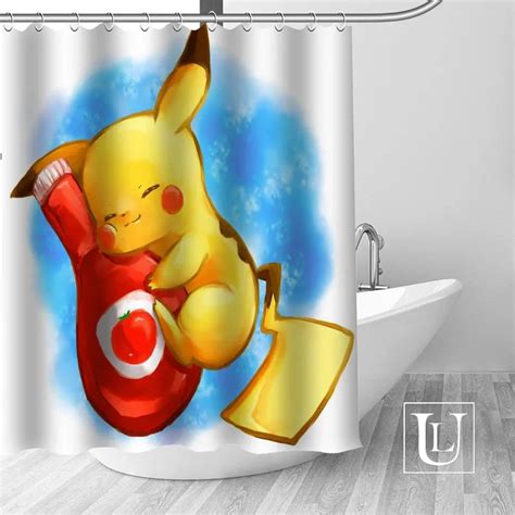 Pokemon Pikachu Shower Curtains Custom Design Creative Shower Curtain Bathroom Waterproof