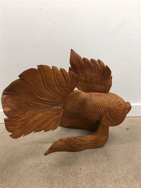 Vintage Pair Of Carved Wooden Japanese Koi Fish At 1stdibs