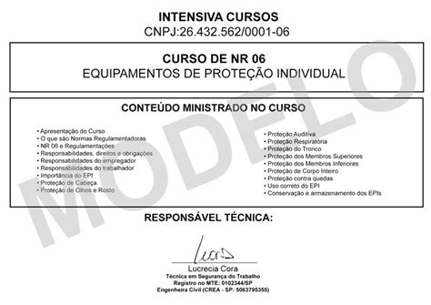 Curso de NR 06 EPI Certificado Válido em todo o Brasil