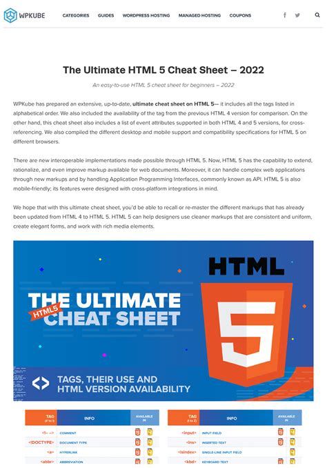 Www - aside - " #! The Ultimate HTML 5 Cheat Sheet – 2022 An easy-to