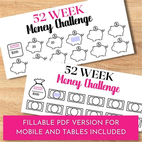 52 Week Savings Challenge Printable 52 Week Money Saving Challenge