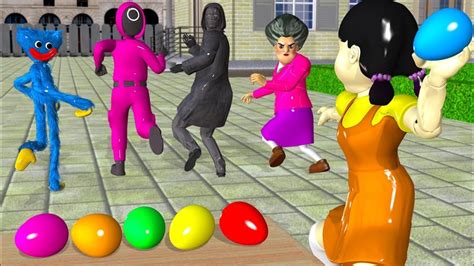 Doll Squid Game Vs Scary Teacher 3D Water Balloon Troll Granny Funny