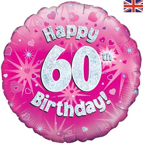 Oaktree 18 Happy 60th Birthday Pink Holographic Foil Balloon