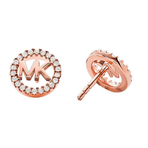 Michael Kors 14ct Rose Gold Plated Cz Mk Logo Studs Hsamuel