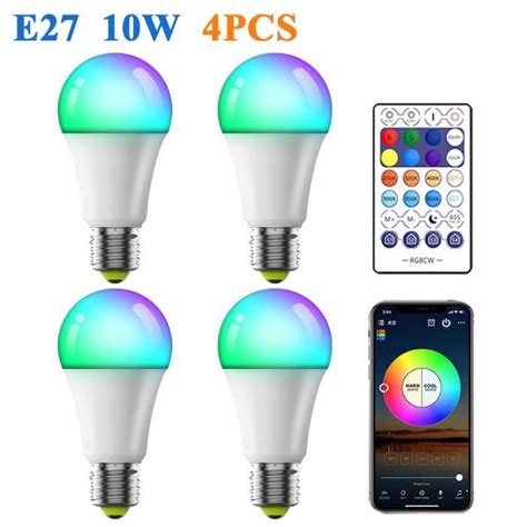 Pack De 4 Ampoule Intelligente Wifi LED Smart Bulb E27 10W RGBWW 1000LM