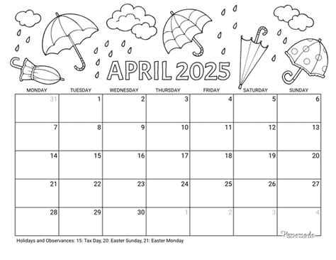 April 2025 Calendar Printable With Holidays