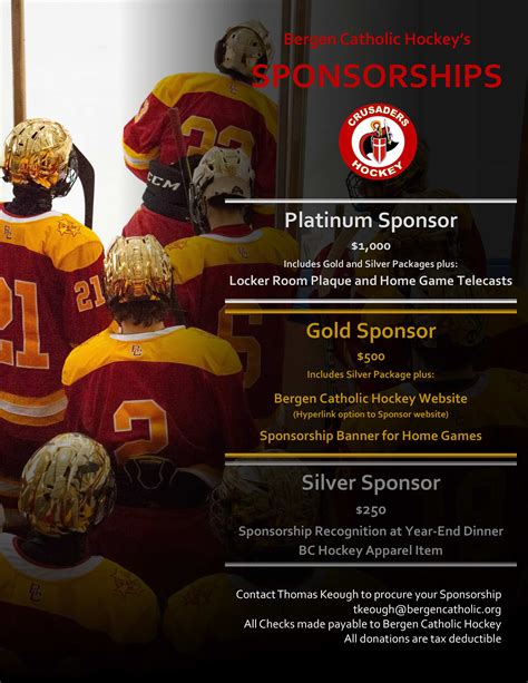 Sponsorship 2023 Bergen Catholic Crusaders Hockey