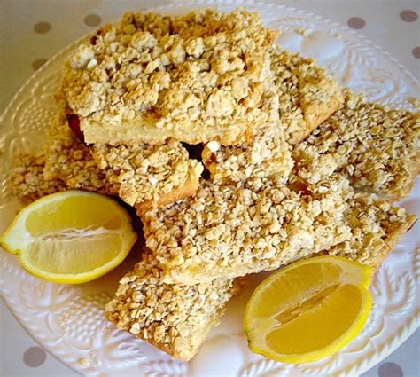 Oat Topped Lemon Shortbread Bars Feasting Is Fun