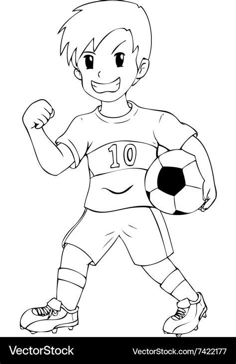 Outline kid soccer Royalty Free Vector Image - VectorStock