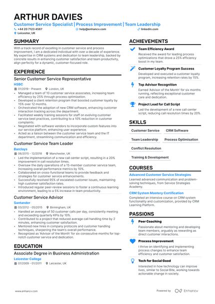 Customer Service Cv Examples Guide For