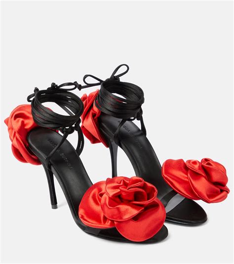 Floral Appliqu Satin Slingback Sandals In Black Magda Butrym Mytheresa