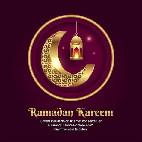 Ramadan Kareem Con Luna Creciente Dorada Y Hermoso Vector De Linterna