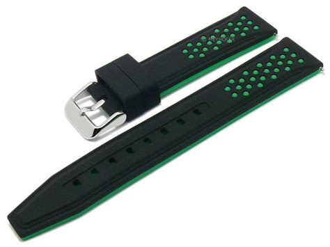 Meyhofer Easy Click Watch Strap Aruba Mm Black Green Silicone Sporty