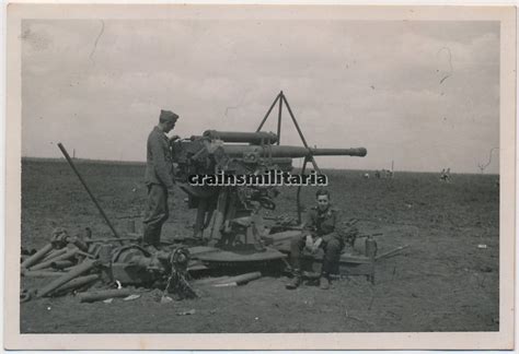 Orig Foto russisches Beute Flak Artillerie Geschütz in Ukraine Russland