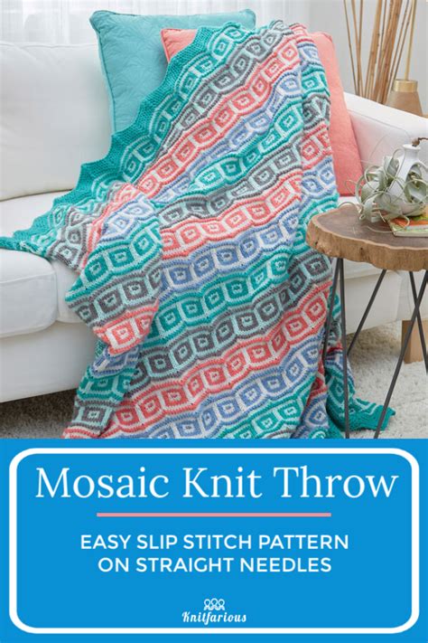 Mosaic Knit Throw Easy Slip Stitch Knitting Pattern Slip Stitch