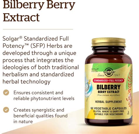 Solgar Standardized Full Potency Bilberry Berry Extract 60 Capsulas