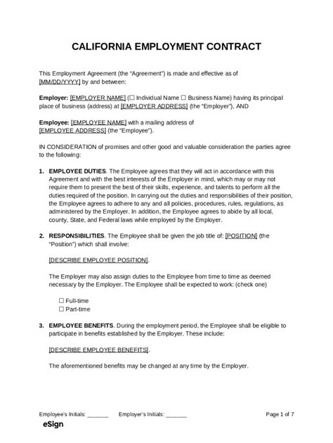 California Employment Contract Template Doc Template Pdffiller