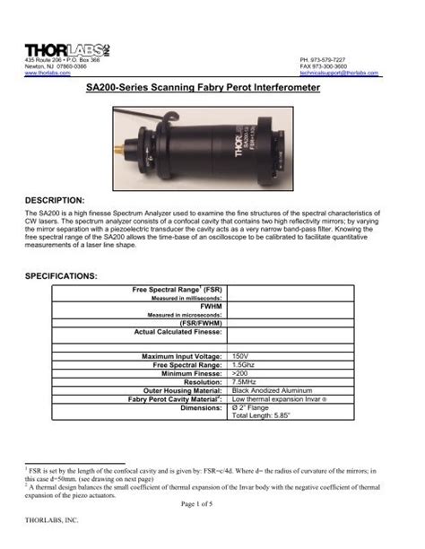 Sa Series Scanning Fabry Perot Interferometer Doylegroup